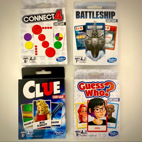Hasbro Other - Hasbro Card Games Bundle of 4 Battleship- Guess Who? Connect 4 -Clue Brand New !